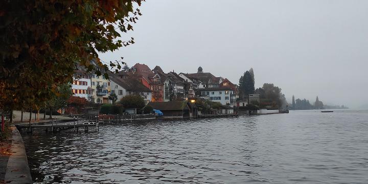 The old town of Zug on the shore of Lake Zug, autumn 2024